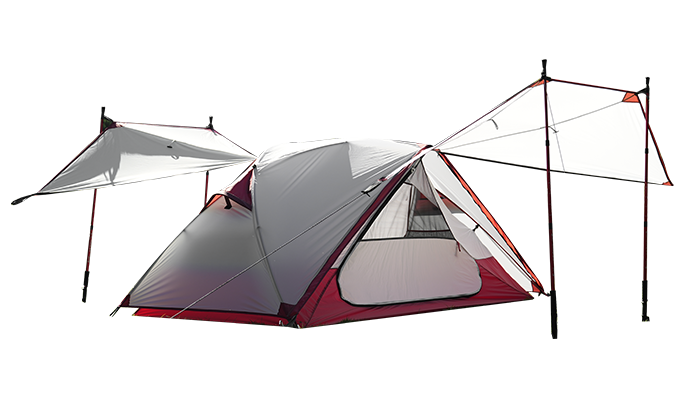 خيمة خفيفة الوزن للمشي لمسافات طويلة مع مظلات في الأمام والخلف
